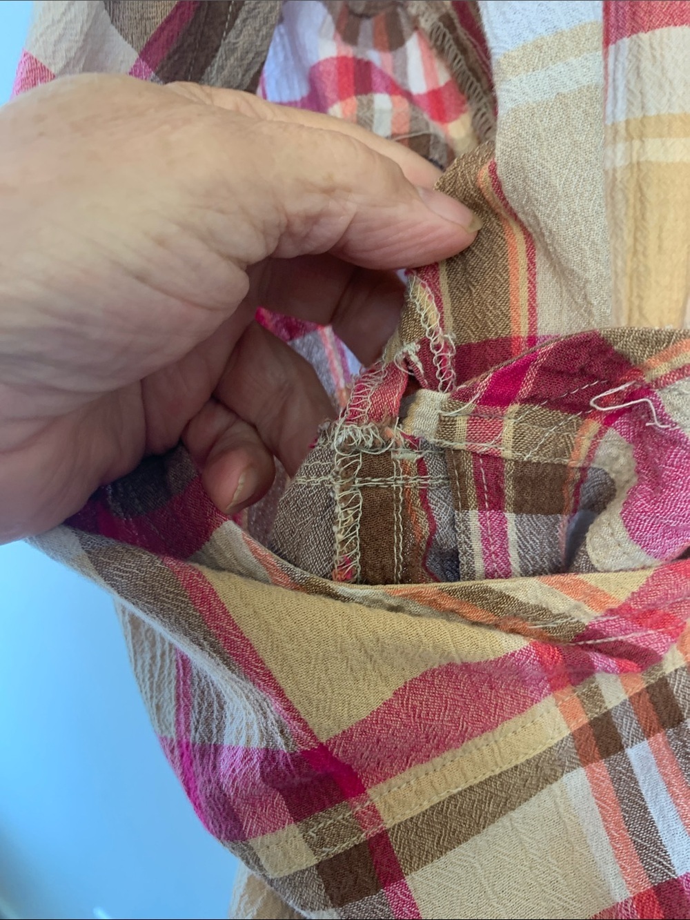 Liz Claiborne Vintage Brown & Pink Plaid Wrap Midi Dress - Picture 6 of 12